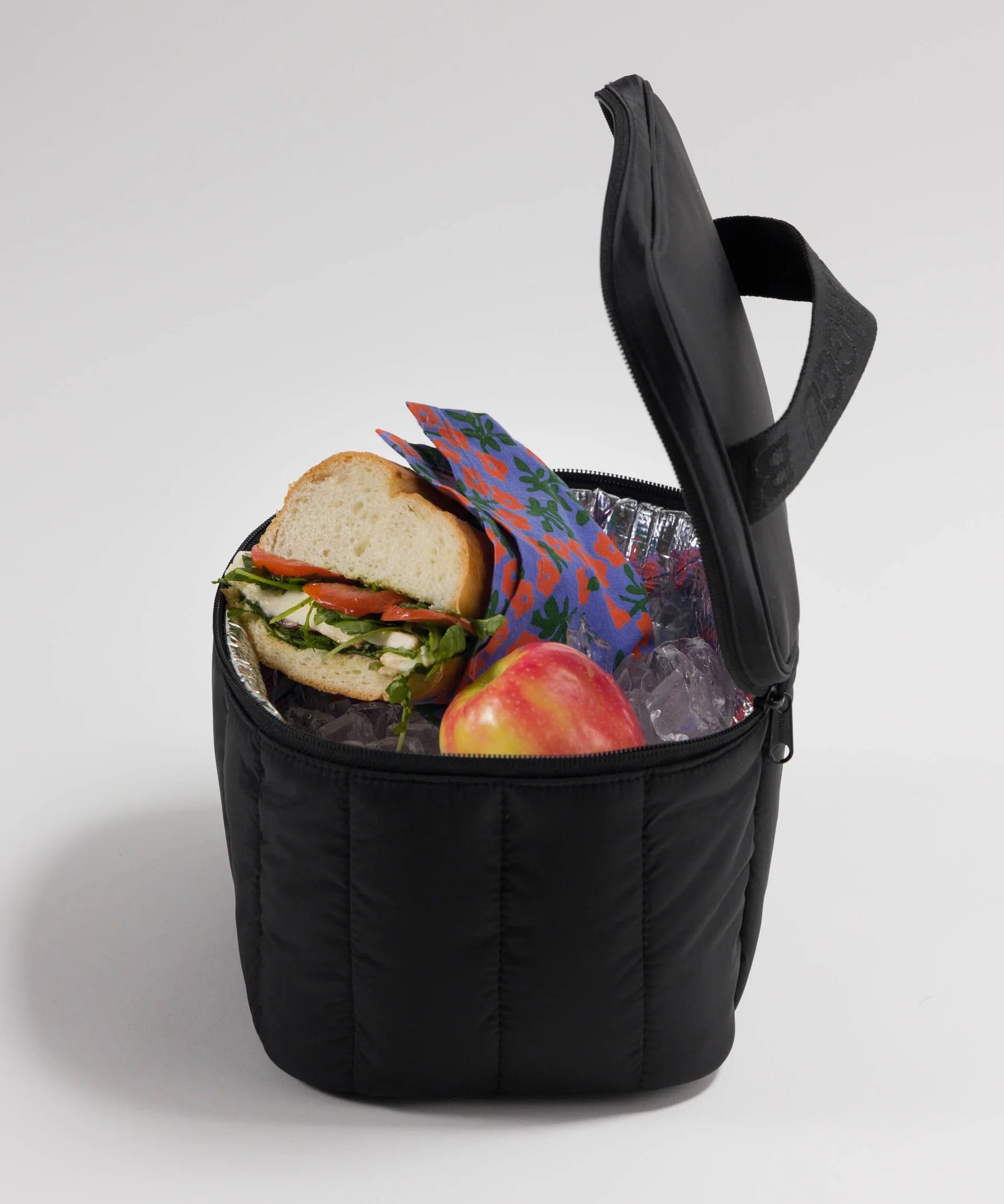 Black insulated top lunch bag