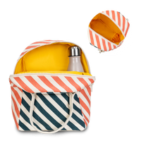 Zipper Lunch Bag | Stripe Teal Apricot