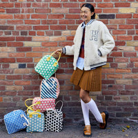 Zipper Lunch Bag | Stripe Teal Apricot