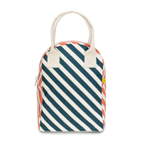 Zipper Lunch Bag | Stripe Teal Apricot