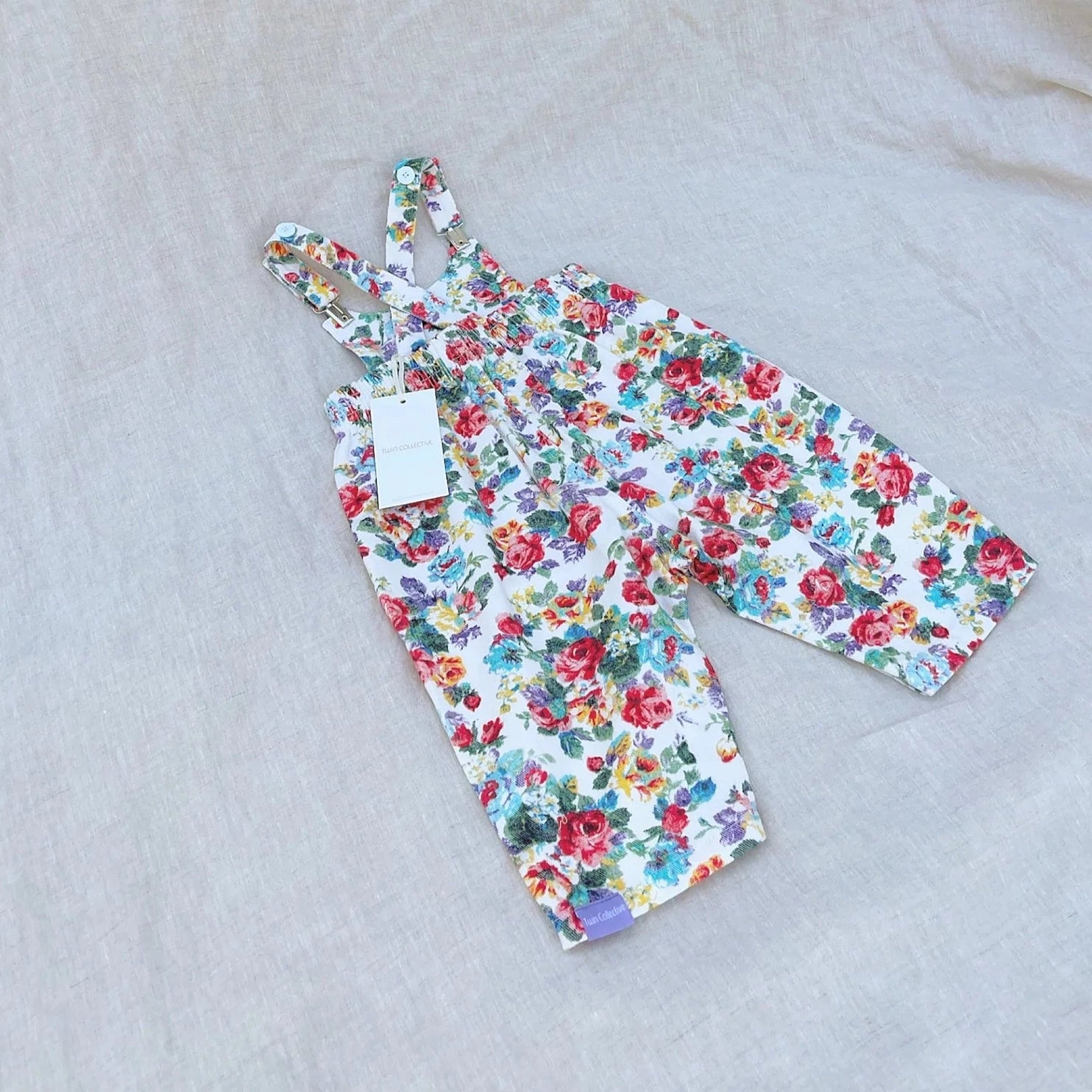 TWIN COLLECTIVE Bowie Bubble Overalls | Floral Denim – Little