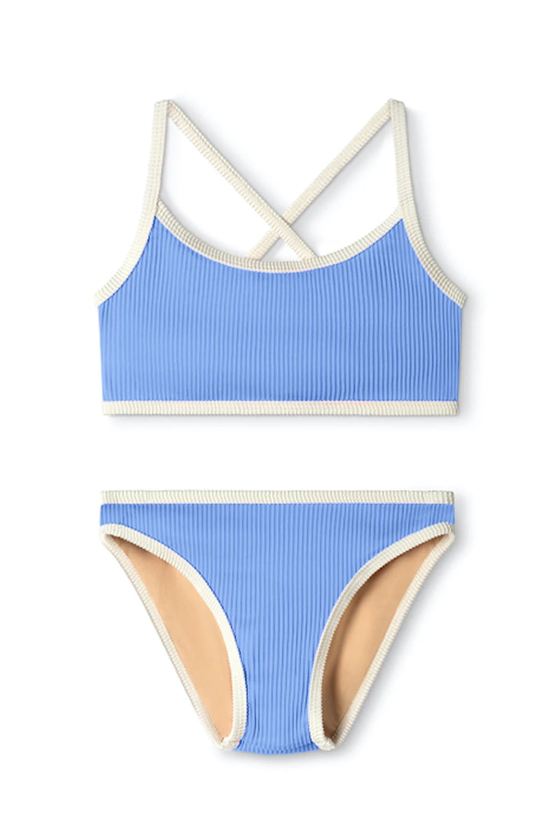 ZULU & ZEPHYR Mini Rib Cross Over Bikini | Bay Blue – Little 