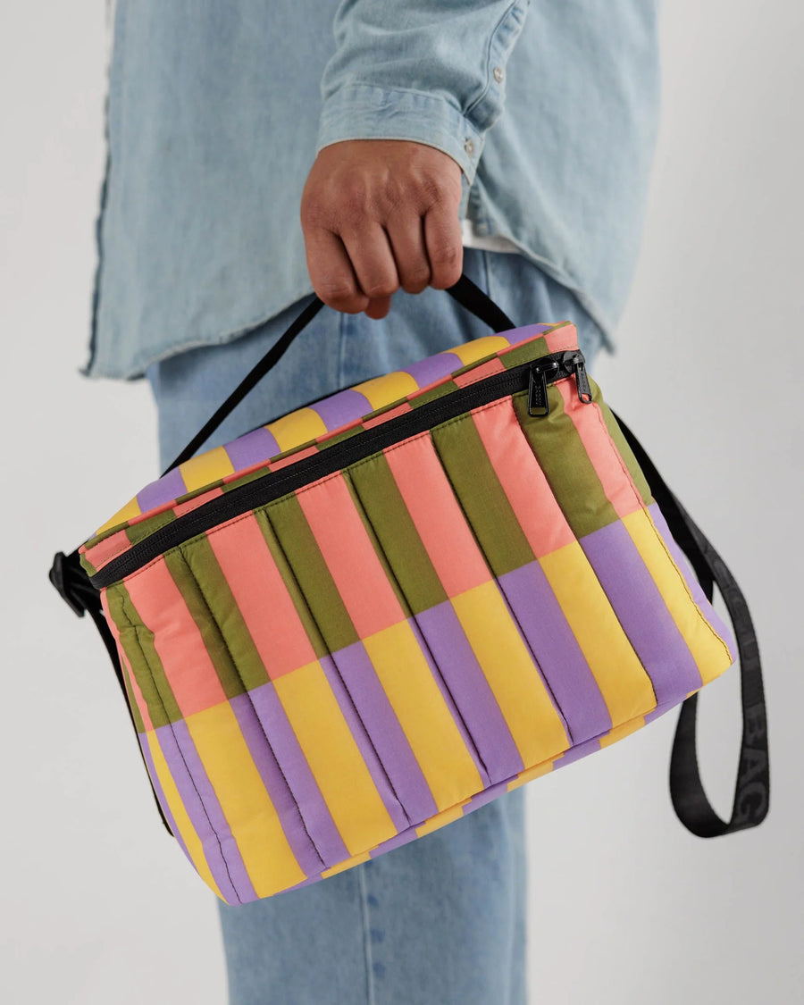 Puffy Cooler Bag | Sunset Quilt Stripe