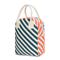 Zipper Lunch Bag | Stripe Teal Apricot