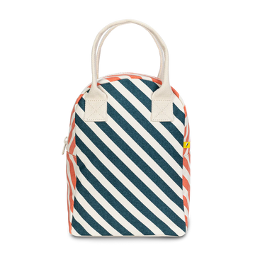 Zipper Lunch Bag | Stripe Teal Apricot