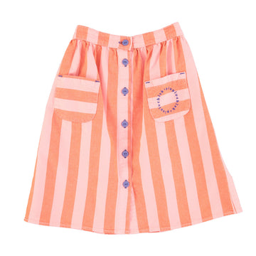 Long Skirt with Pockets | Orange & Pink Stripes