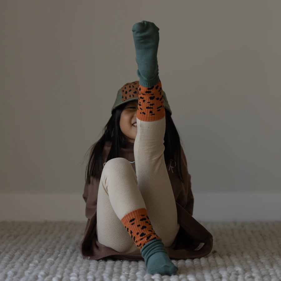 Kids Socks | Bottle Green / Cheetah