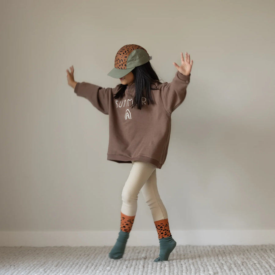 Chaussettes enfants | Vert Bouteille / Guépard 