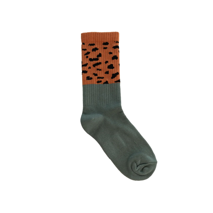 Kids Socks | Bottle Green / Cheetah