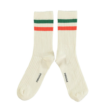 Socks | Ecru, Orange & Green Stripes