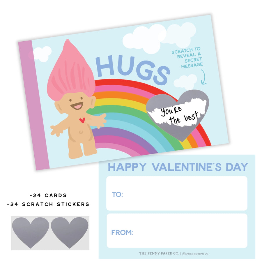 Kids Class Troll Valentine's Day Cards | 24pk