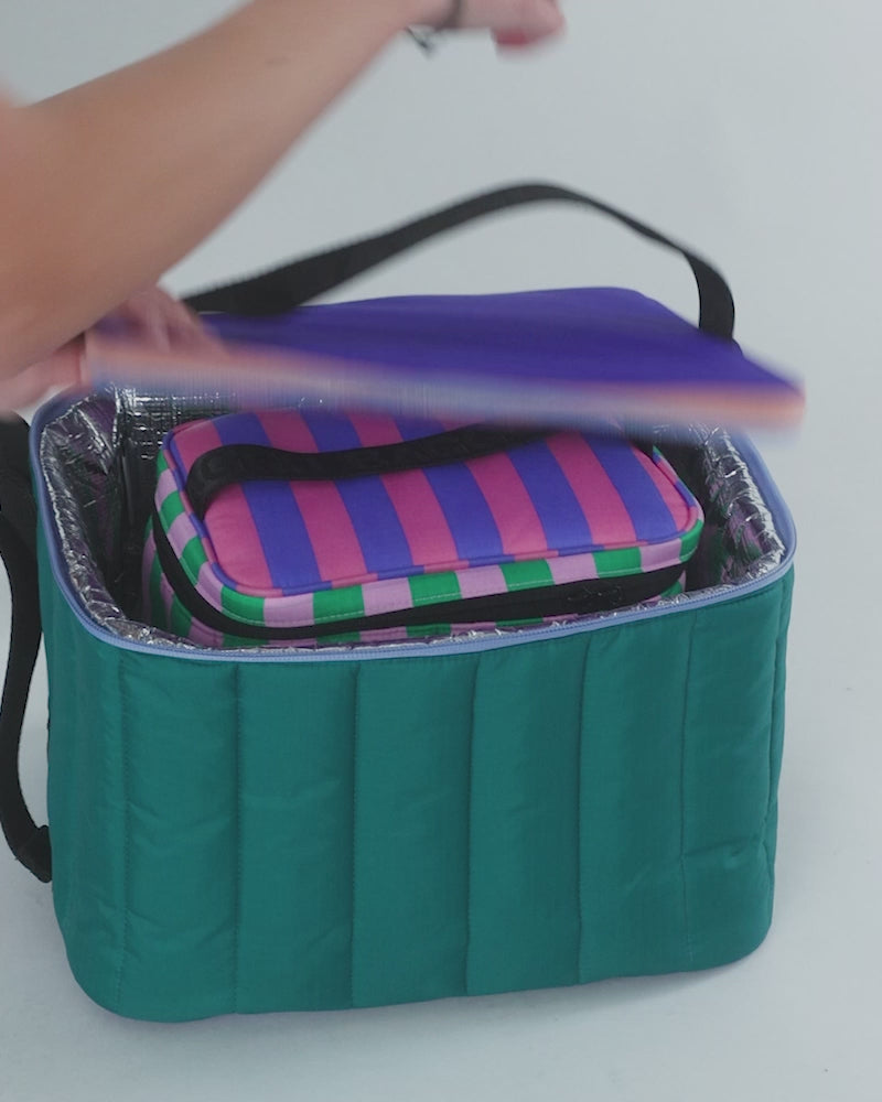 Puffy Cooler Bag | Sunset Quilt Stripe