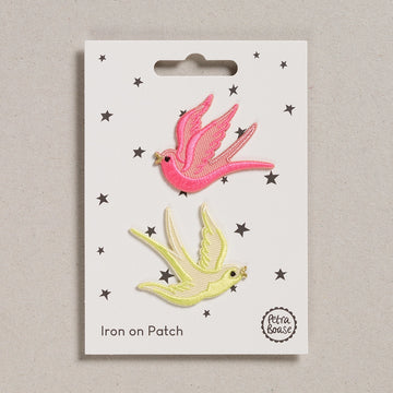 Iron on Patch | Pink & Yellow Swallow