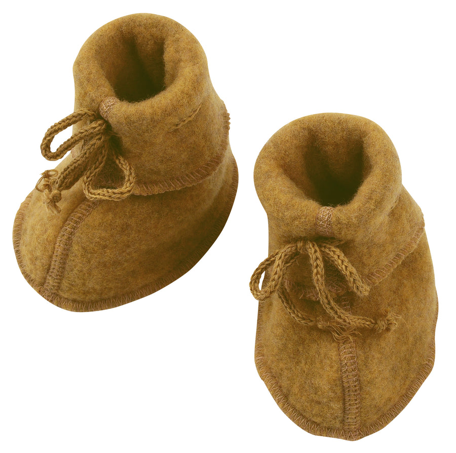 Wool Fleece Baby Booties | Saffron