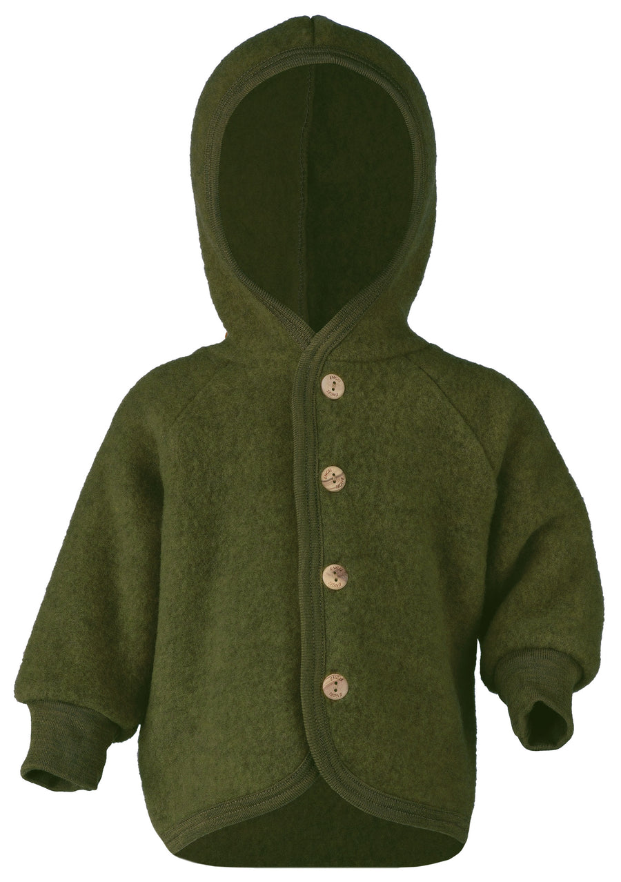 Wool Fleece Hooded Jacket | Olive