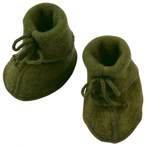 Wool Fleece Baby Booties | Olive