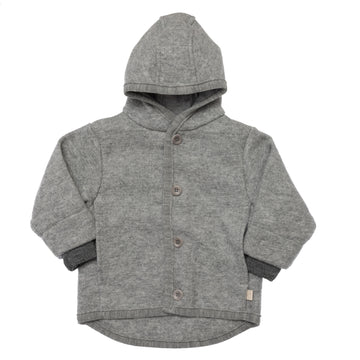 Boiled Wool Hooded Jacket | Grey Melange