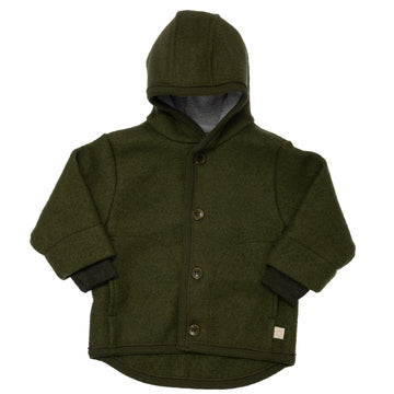 Boiled Wool Hooded Jacket | Olive