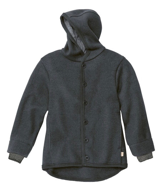 Boiled Wool Hooded Jacket | Anthracite